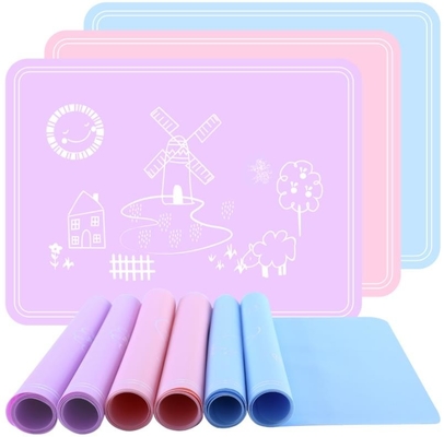 แผ่นซิลิโคนสี่เหลี่ยมสำหรับเด็กแผ่นซิลิโคน Placemat แผ่น Rollable