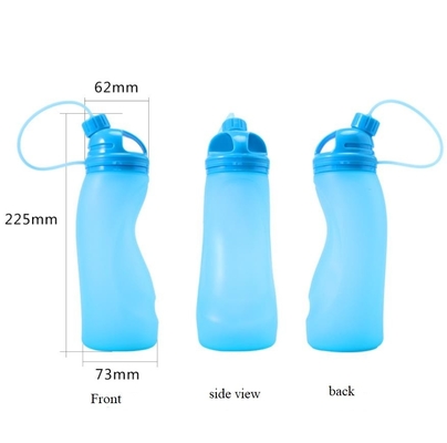 BPA FREE อาหารเกรดกีฬากลางแจ้งซิลิโคนขวดน้ำพับได้ 500 มล