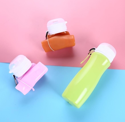 450 มล. bpa ขวดน้ำฟรีองค์การอาหารและยาซิลิโคนขวดน้ำที่มีโลโก้พิมพ์แบบกำหนดเอง