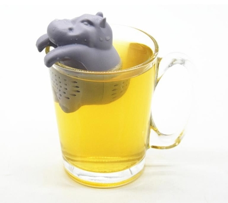 สีเทาสีฮิปโปออกแบบรูปอาหารซิลิโคนเกรดชา Infuser