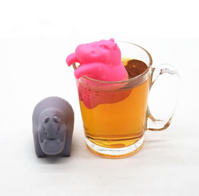 สีเทาสีฮิปโปออกแบบรูปอาหารซิลิโคนเกรดชา Infuser