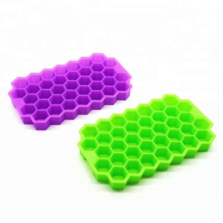หกเหลี่ยมรังผึ้งซิลิโคนถาดน้ำแข็งขนาดเล็กสีเหลืองสีเขียว